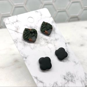 Black Snow Mountains Landscape 2 Pair Stud Pack